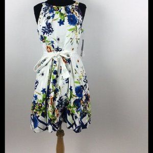 - New Leslie Fay Womens White Floral Sheath Dress